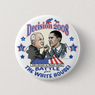 Bóton Redondo 5.08cm Obama contra McCain 2008
