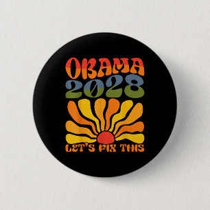 Bóton Redondo 5.08cm Obama Para O Presidente 2028 Obama 2028 Flor Boho
