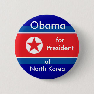 Bóton Redondo 5.08cm Obama para o presidente da Coreia do Norte