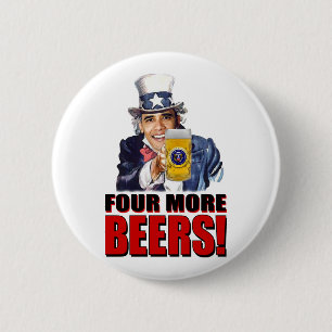 Bóton Redondo 5.08cm Obama - quatro mais cervejas