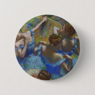 Bóton Redondo 5.08cm Obra-Prima de Arte Fina Azul de Degas Bailarinas