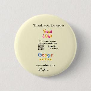 Bóton Redondo 5.08cm Obrigado avaliação Google scan QR empresa