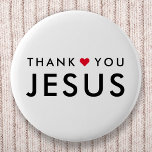 Bóton Redondo 5.08cm Obrigado Jesus | Coração de fé cristã moderna<br><div class="desc">Simples,  na moda cristão "obrigado Jesus" cita design de arte em uma tipografia moderna minimalista em preto com um doce design vermelho. Esta moda,  design de fé moderna é o dom ou acessório perfeito. #cristão #religião #fé #bíblia #jesus #bethelight</div>