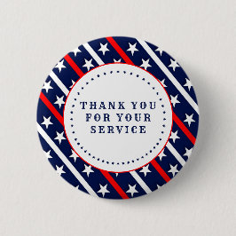 Bóton Redondo 5.08cm Obrigado pelo seu serviço Estrelas e Stripes