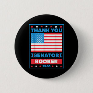 Bóton Redondo 5.08cm Obrigado Senadora Cory Booker 25 Horas E 5 Minutos