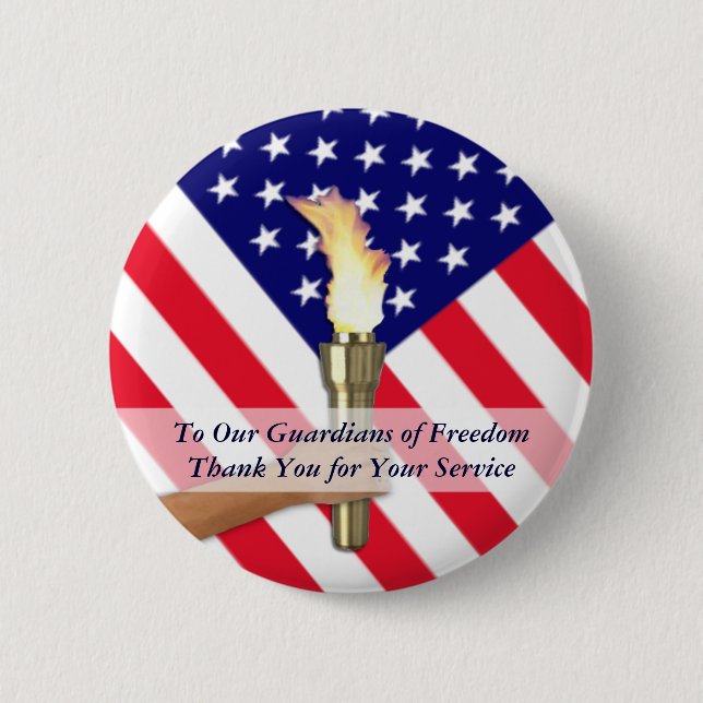 Bóton Redondo 5.08cm Obrigados militares veteranos e de serviço ativo (Frente)