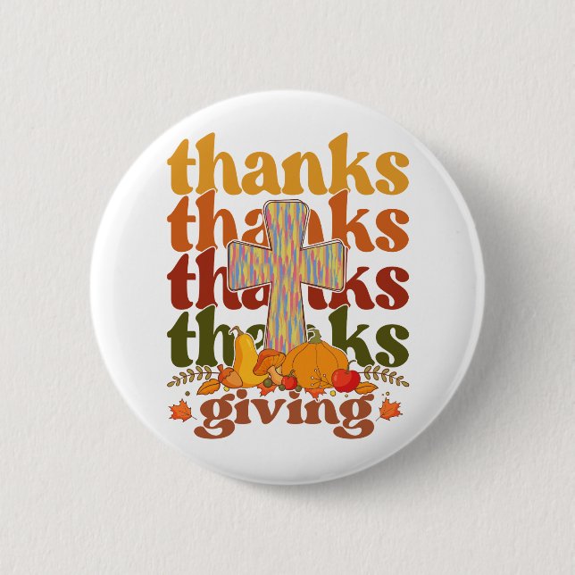 Bóton Redondo 5.08cm Obrigados que dão abóbora cruzada (Frente)