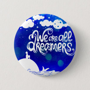 Bóton Redondo 5.08cm Ocean Blue Dreams Stars Citação Inspirativa