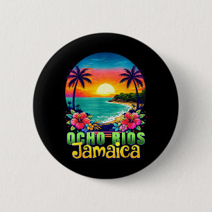 Bóton Redondo 5.08cm Ocho Rios Jamaica Praia Pôr do Sol Tropical Verão