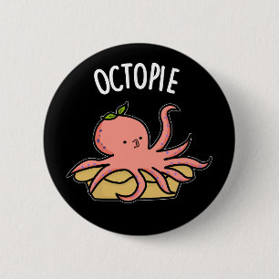 Bóton Redondo 5.08cm Octo-tarte Engraçado Octopus Pie Pun Dark BG