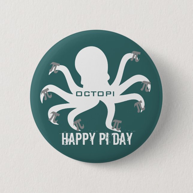 Bóton Redondo 5.08cm Octopi Pi Day (Frente)
