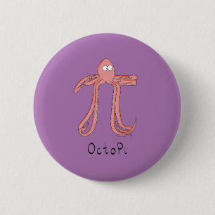 Bóton Redondo 5.08cm Octopus Cute Math Pi Day Button Pin