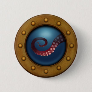 Bóton Redondo 5.08cm Octopus da Steampunk Ocean Explorer, criatura do m