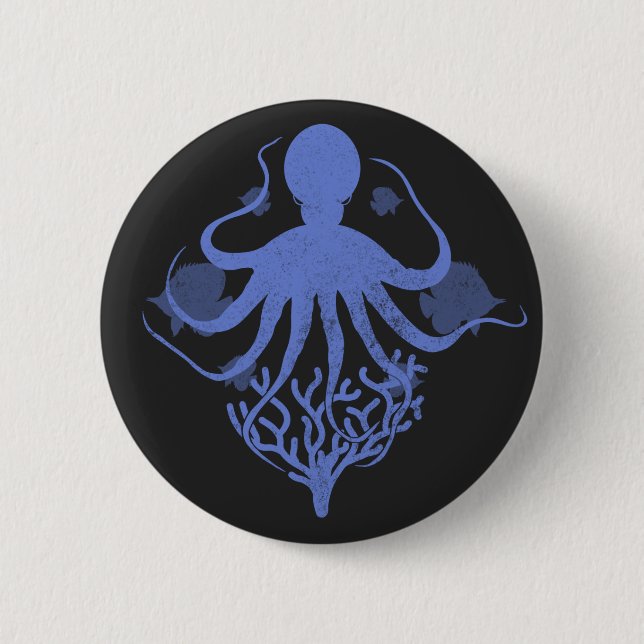 Bóton Redondo 5.08cm Octopus (fundo escuro) (Frente)