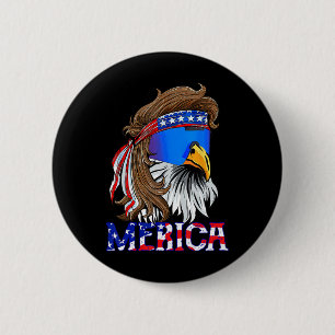 Bóton Redondo 5.08cm Óculos de sol Águia Mullet Merica 4 de Julho EUA A