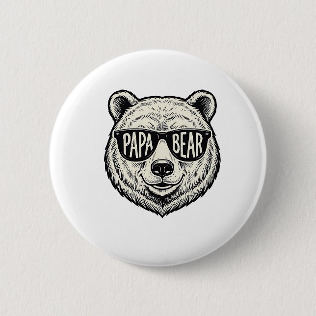 Bóton Redondo 5.08cm Óculos de sol do Papai Urso Cabeça de Urso Design  (Frente)