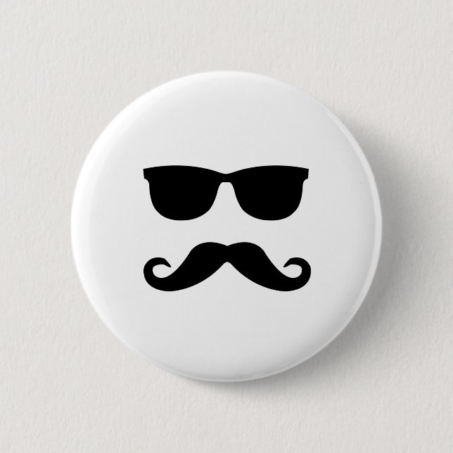 Bóton Redondo 5.08cm óculos de sol e 'stache (Frente)