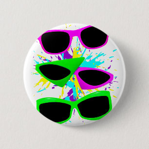 Bóton Redondo 5.08cm Óculos de Sol Neon Vintage Corey Tiger 80s Splatte