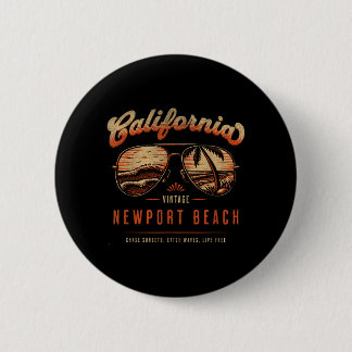 Bóton Redondo 5.08cm Óculos de sol vintage Newport Beach Califórnia Pôr