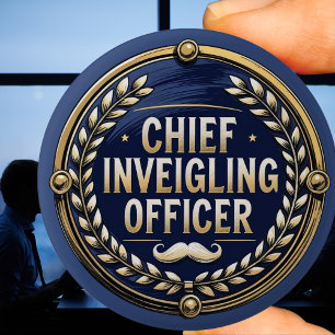Bóton Redondo 5.08cm Oficial Chefe de Persuasão Palavra Divertida Intel
