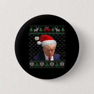 Bóton Redondo 5.08cm Oficial Donald Trump Mug Shot No Natal Feio