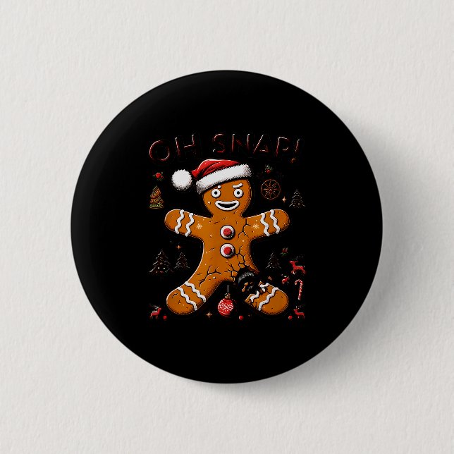 Bóton Redondo 5.08cm Oh Snap Gingerbread Man Christmas Funny Cookie Ugl (Frente)