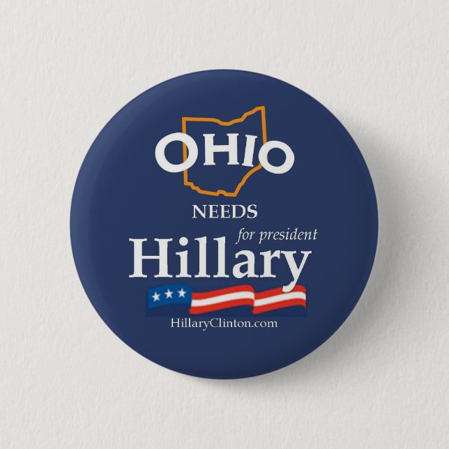 Bóton Redondo 5.08cm Ohio precisa o botão de Hillary (Frente)