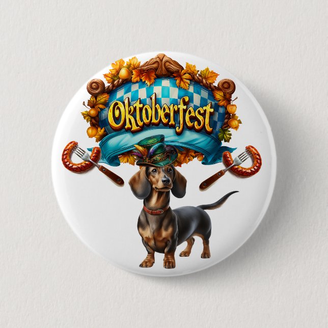 Bóton Redondo 5.08cm Oktoberfest Cachorro Wiener  (Frente)