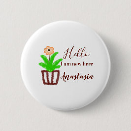 Bóton Redondo 5.08cm Olá, sou novo aqui, chá de fraldas, crianças, folh