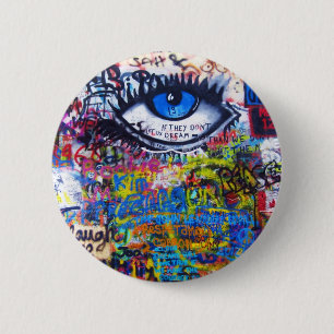 Bóton Redondo 5.08cm Olho mau dos grafites azuis