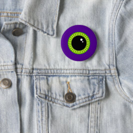 Bóton Redondo 5.08cm Olho Verde Engraçado e Monstro Roxo