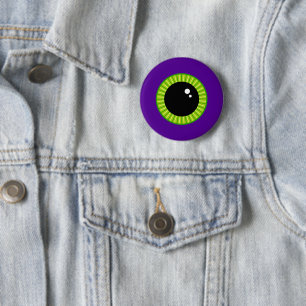 Bóton Redondo 5.08cm Olho Verde Engraçado e Monstro Roxo