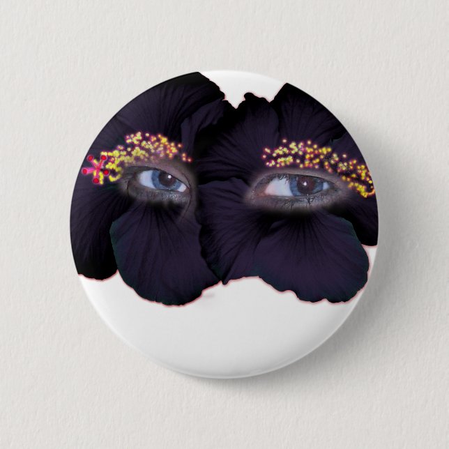 Bóton Redondo 5.08cm Olhos de Hibiscus - Preto/Roxo (Frente)
