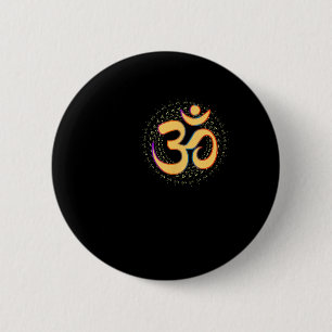 Bóton Redondo 5.08cm Om Aum Omkara Símbolo Antigo Arte Espiritual Yoga