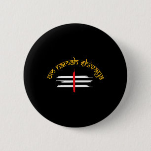 Bóton Redondo 5.08cm Om Namah Shivaya Tripundra Símbolo de Shiva 