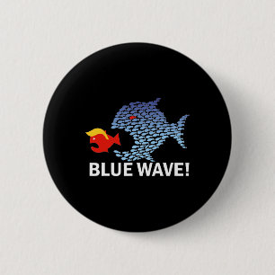 Bóton Redondo 5.08cm Onda Azul 2024 Engraçado Peixe Grande Come Peixe P