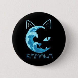 Bóton Redondo 5.08cm Onda Azul De Gato Damala Tipografia De Gato Kamala