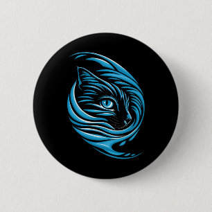 Bóton Redondo 5.08cm Onda De Gato Azul Para Kamala 47 Gato Engraçado La