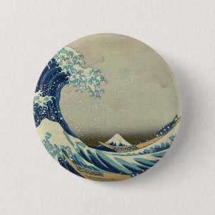 Bóton Redondo 5.08cm Onda de Kanagawa por Katsushika Hokusai