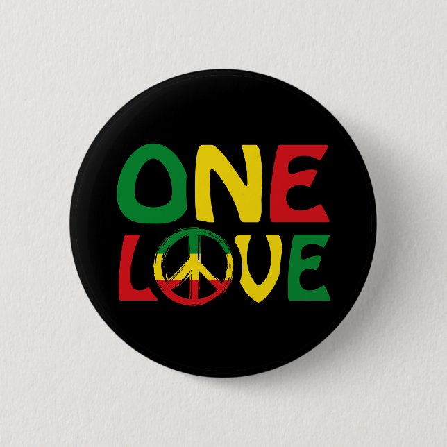 Bóton Redondo 5.08cm One Love, Reggae design (Frente)