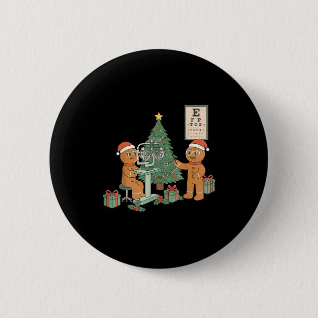 Bóton Redondo 5.08cm Optometry Gingerbread Christmas Optician Sight Squ (Frente)