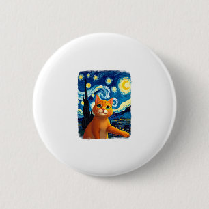 Bóton Redondo 5.08cm Orange Cat Selfie Starry Night Cat Mãe Gata Amante