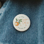 Bóton Redondo 5.08cm Orange Citrus Little Cutie Baby Shower Button<br><div class="desc">Introducing our orange citrus little cutie baby shower button, perfect for a fun, gender-neutral celebration! This zesty design features a delightful citrus orange clementine fruit theme, brought to life with a simple boho-inspired watercolor style. It is ideal for welcoming a little boy or girl in a joyful and vibrant way....</div>