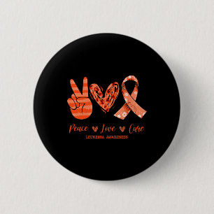 Bóton Redondo 5.08cm Orange Lepard Peace Love Cure Leukemia Sensibiliza