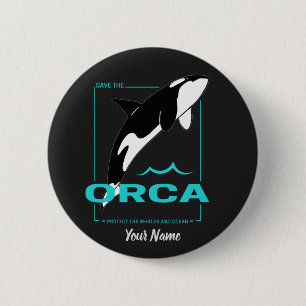 Bóton Redondo 5.08cm Orca Baleia Assassina para uma menina que ama Orca