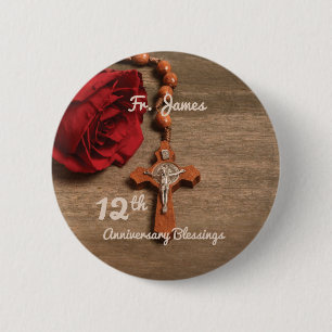 Bóton Redondo 5.08cm Ordenação por 12 do Padre Rosa e Rosary
