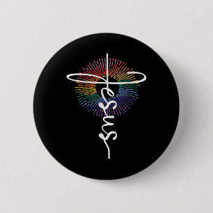 Bóton Redondo 5.08cm Orgulho Gay Lésbico Queer LGBTQ Jesus Cristão Reli