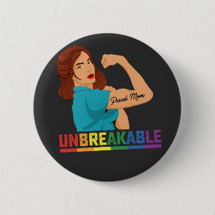 Bóton Redondo 5.08cm Orgulho LGBT Inquebrantável Mãe Orgulhosa Gay Lésb