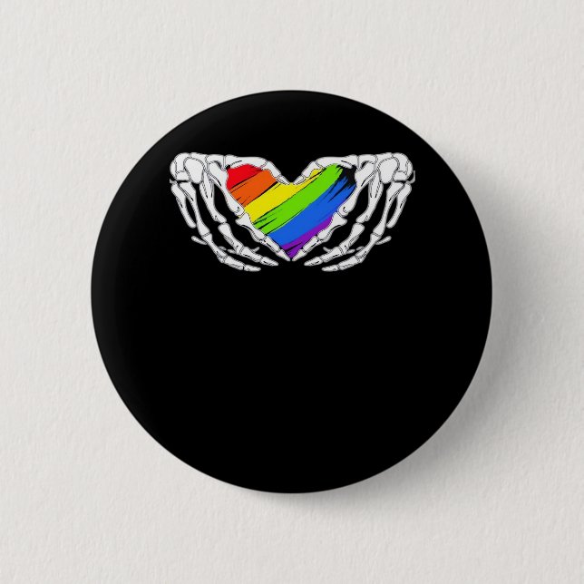 Bóton Redondo 5.08cm Orgulho - Orgulho - Mãos Esqueléticas Com Cardíaco (Frente)