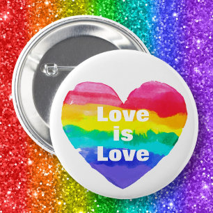 Bóton Redondo 5.08cm Orgulho Rainbow Love é o coração branco